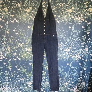 Roca Wear Y2K Halter Denim Jumpsuit Medium 2000s